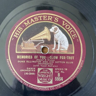 78 RPM -DUKE ELLINGTON - Memories of you - You're lucky to me- HMV 5954 UK PRESS - Photo 1/4