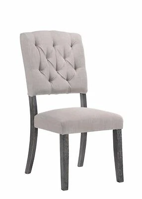 Weathered Gray Oak Bernard Button Tufted High Back Dining Side Chair Set of 2 - Image 1 of 4