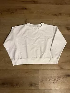 Tesla Womens White Long Sleeve Pullover Sweatshirt Cropped Size Medium - Picture 1 of 3