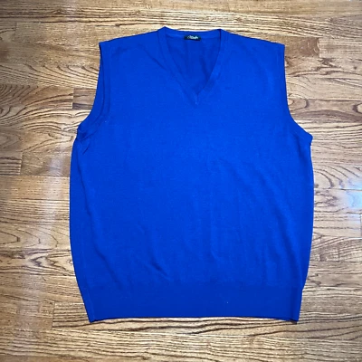Marbas Wool Vest Mens XL Blue Sweater Preppy Golf Golfer V-Neck Made in Italy - Image 1 of 4