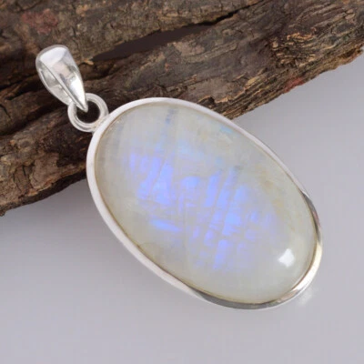 Gradevole Arcobaleno Pietra di Luna Gemma 925 Argento Sterling Artigianale - Immagine 1 di 4