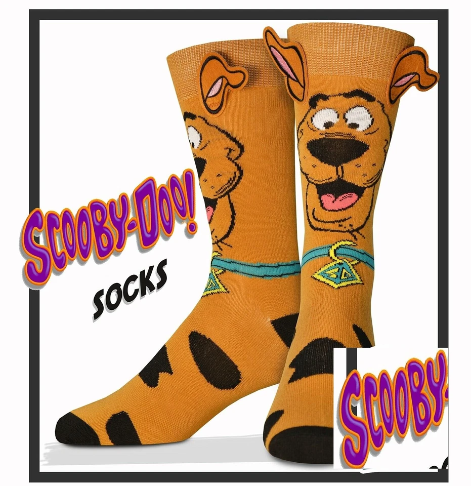 BN Scooby-Doo Scooby Cartoon Dog Tan 3D Ears Comfy Brown Adult Socks Uk 6 - 11