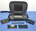 Nintendo DS Lite W/ Charger - Onyx Black + 2 Games + Rumble Pack + Travel Case