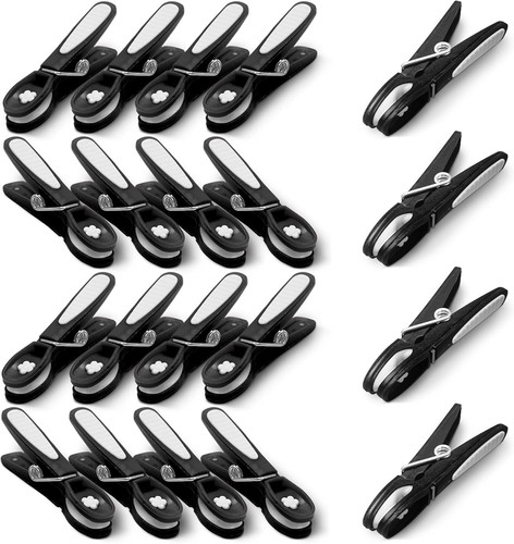 20-Pack Black Laundry Pegs - Durable Plastic Clothespins with Strong ...