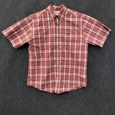 Carhartt Mens Medium Short Sleeve Button Down Shirt Red Plaid Pocket Work Casual - Image 1 of 4