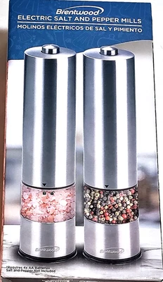 Brentwood SG-2321S Electric Stainless Steel Salt & Pepper Ceramic Grinders - Image 1 of 3