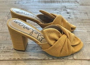Sam Edelman Womens Twist Knot Slide On Oda Sandal Heels Yellow Size 7 1/2 EUC - Picture 1 of 11