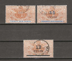 MAURITIUS 1898 SG 133 135 + 163 USED - Picture 1 of 1