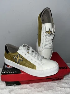 NEW ORLEANS SAINTS NFL FOOTBALL WOMENS FOCO GLITTER SNEAKERS SIZE 7 NEW IN BOX - Picture 1 of 3