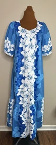 Royal Creations Blue Hawaiian Muumuu Maxi Dress Size Small - Picture 1 of 9