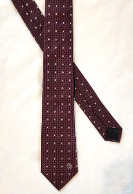 Corbata Roberto Cavalli 100% seda patrón cuadrado geométrico hecha en Italia  Foto 1 de 4