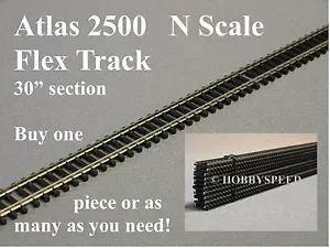 ATLAS N SCALE 2500 CODE 80 SUPER FLEX 30" STRAIGHT TRACK black tie ATL2500 NEW - Picture 1 of 2