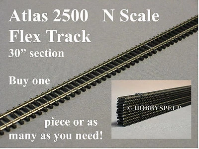 ATLAS N SCALE 2500 CODE 80 SUPER FLEX 30" STRAIGHT TRACK black tie ATL2500 NEW - Image 1 of 2
