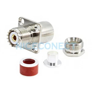 UHF Female Jack Flange Panel SO-239 Connector Clamp LMR400 RG8 RG214 RG213 Cable - Picture 1 of 4