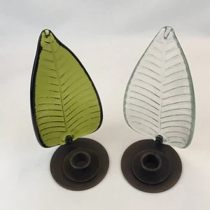 Kunstglas Kerzenständer mit Glasblattschirmen - Vintage 70’er Jahre - Bild 1 von 9