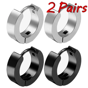 2 pares de aretes huggie de aro pequeños de acero inoxidable punk para hombre mujer - Imagen 1 de 12