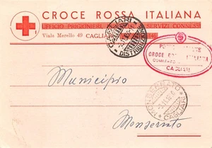 5701) CAGLIARI, CROCE ROSSA ITALIANA, RIUTILIZZO CARTOLINA PRIGIONIERI DI GUERRA - Picture 1 of 2