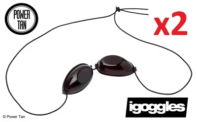 iGoggles - 2 Pairs of Sunbed Tanning UVA & UVB Eye Protection slimline elastic - Image 1 of 4