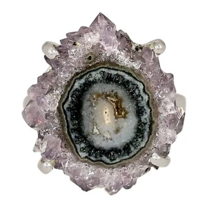 Natural Amethyst Stalactites 925 Sterling Silver Ring Jewelry s.6.5 ALLR-31835 - Picture 1 of 1