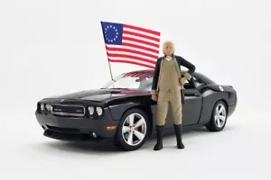 Dodge Challenger SRT8 con estatuilla de George Washington y bandera de EE. UU. 2010 escala 1/18 - Imagen 1 de 12