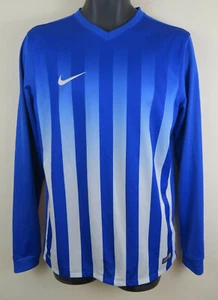 Nike Fit-Dry Mens Football shirt Training Jersey Gym Blue Long Sleeve Medium M - Picture 1 of 6