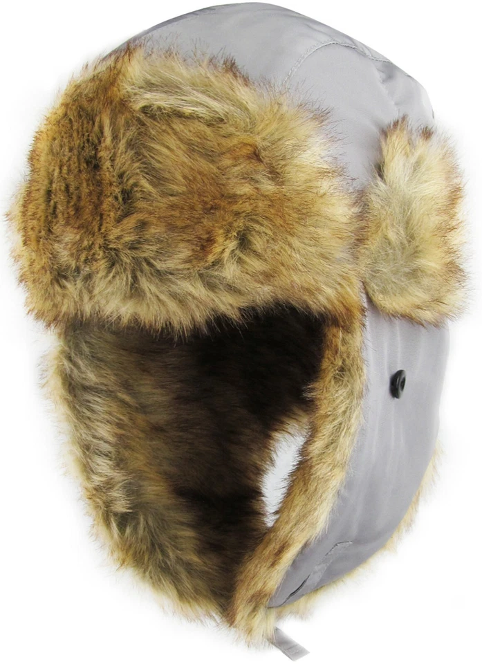 Solid Aviator Trapper Hat Winter Ski Cap Faux Fur - Image 1 of 1