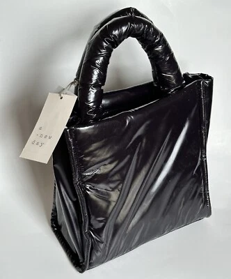 Target A New Day Midi Boxy Handbag in Black Patent/Wet Look. Loops But No Strap - Image 1 of 4