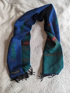 Mens Jose Piscador Wool Golf Scarf Blue Green made in France - Picture 1 of 7