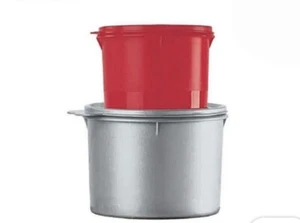 NEW! Tupperware Holiday, Christmas Storage Canister Canisters Set, Silver & Red - Picture 1 of 2