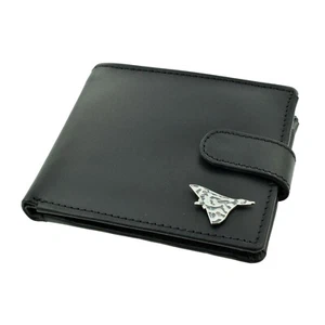 Genuine Black Leather Wallet with a Vulcan Bomber Aircraft Emblem - Picture 1 of 2