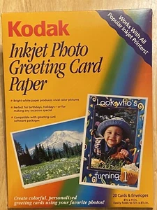 [New] Kodak Inkjet Photo Greeting Card Paper - 20 Cards/Envelopes - CAT 106 2330 - Picture 1 of 4