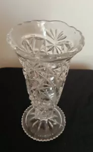 Vintage 1960's Anchor and Hocking Clear Scalloped Edge Vase Starburst As New - Picture 1 of 5