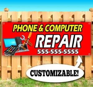 PHONE AND COMPUTER REPAIR CUSTOM PH # Advertising Vinyl Banner Flag Sign USA - Picture 1 of 5