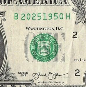 1950 2025 Tombstone Date Note Fancy Serial Number One Dollar Bill - Picture 1 of 11