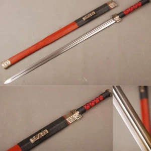 Espada recta de doble filo chino dinastía Han Jian acero plegado de 107 cm Damasco - Imagen 1 de 12
