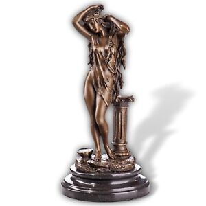 Scultura in bronzo figura balneare donna nuda statua erotica 32cm stile antico