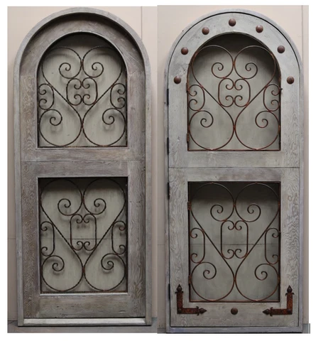 Rustic reclaimed lumber arched top solid wood wrought iron glass U choose size Cover