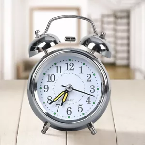 Doppelglockenwecker mit Nachtlicht Lauter Alarm 3 Zoll Wecker kein Ticken Neu - Bild 1 von 12