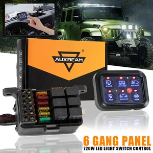 AUXBEAM Pickup 6 Gang 720W LED Work Light Control Switch Panel Relay System Blue - Picture 1 of 12