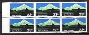 New Zealand 1970 Pictorials - 23c Egmont National Park R6/3 Blue Flaw Block MNH - Picture 1 of 1