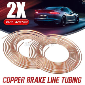 2x Universal Copper Steel Brake Line Tubing Pipe Hose Coil Roll 3/16" OD  