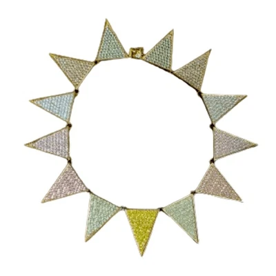 Espectacular Collar Gargantilla Plana Eddie Borgo Ombre Pavé Triángulo $1050 Foto 1 de 4