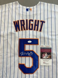 CAMISETA MAJESTUOSA A RAYAS #5 AUTÓGRAFA DE DAVID WRIGHT DE LOS METS JSA CB31531 - Imagen 1 de 4