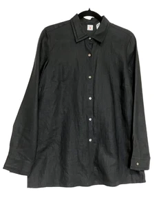 Real Clothes 100% Linen long sleeve Button Down shirt Women's size 8 Summer - Picture 1 of 10