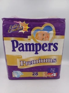 Vintage Pampers Premiums full pack with 28 diapers 7-18kg / 15-40lbs New Sealed - Picture 1 of 4
