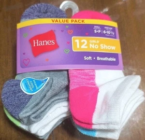 NEU - Hanes Mädchen - cooler Komfort - unsichtbare Socken - 12er Pack - klein - Bild 1 von 2