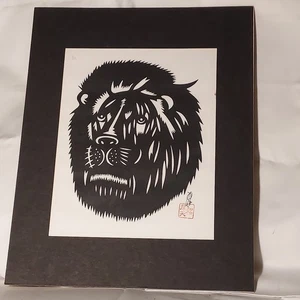 Hou-tien Cheng Master Chinese Paper Cutter Tiger Hunting Signed Matted 11x14 VTG - Picture 1 of 11