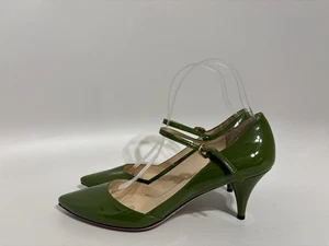Vtg Prada Green Patent Leather Mary Jane Heels 37 - Picture 1 of 10