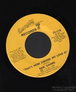 Hear 1971 Earl Gaines Soul M- 45 - That's How Strong My Love Is / Keep Your Mind - Picture 1 of 1