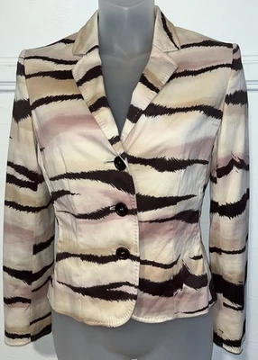 Vintage Y2K MOSCHINO Cheap and Chic White Tiger Zebra Stripe Blazer Jacket Sz 6 - Image 1 of 4